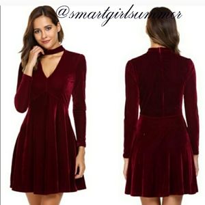 🆕⭐ Velvet fit and flare red wine dress⭐